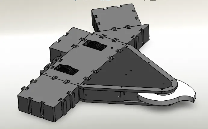 An assembly of different spacer blocks on a horizontal spinner configuration of robot.